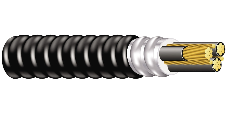 SOUTHWIRE COMPANY # 89052789 - 8-4C MC-HL Bare Copper XLP 600V 90C E2 3X #10 Ground Wires CONT Aluminum Armor-40C PVC Jacket - WAVE-AudioVideoElectric