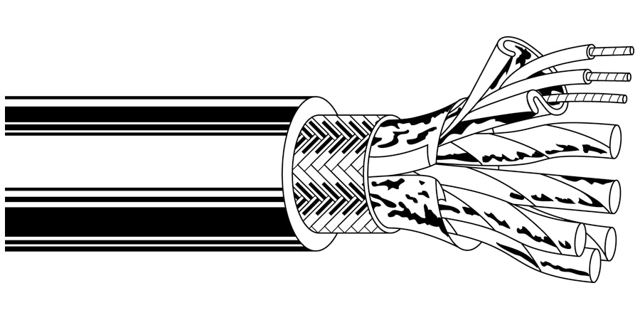 BELDEN # 8163 601000 - Multi-Conductor - Low Capacitance Computer Cable for EIA RS-232-422 & Digital 3 FS PR 24 AWG FHDPE SH PVC Chrome - Price Per 100 Feet - WAVE-AudioVideoElectric