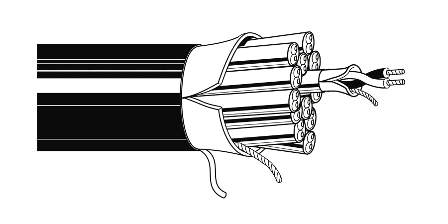 BELDEN # 1514C B591000 - Multi-Conductor - Flexible, CM Rated Cable 16-Pair 24 AWG PO FS PVC FS PVC Black, Matte - Price Per 100 Feet - WAVE-AudioVideoElectric