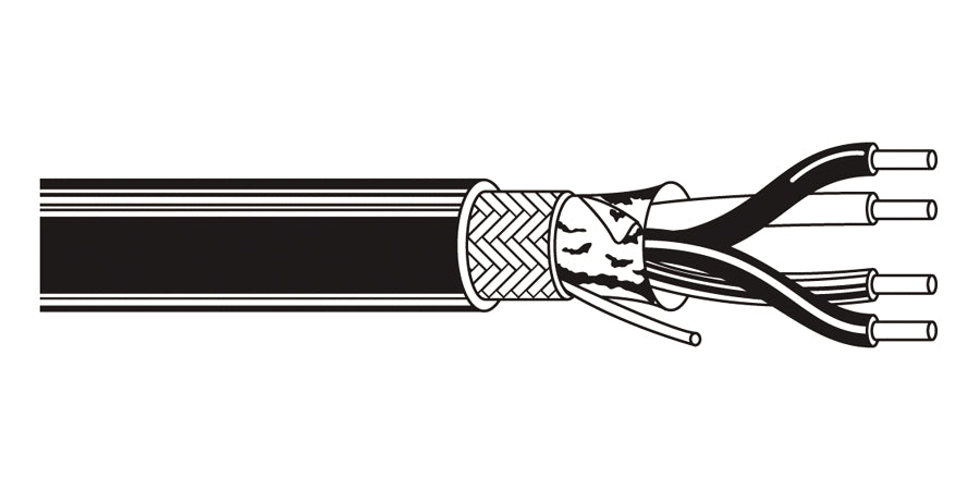 BELDEN # 89696 101000 - Multi-Conductor - Low Capacitance Computer and Computer P.O.S. Cable 2-Pair 22 AWG FEP SH FEP Black - Price Per 100 Feet - WAVE-AudioVideoElectric