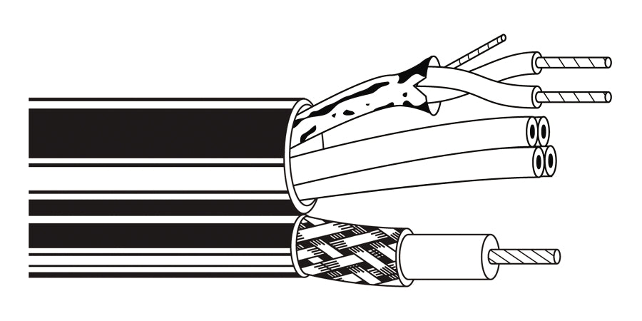 BELDEN # 9165 10500 - Composite - ENG, EFP and CCTV Cable 3 SH PR22 AWG,1 75 OHM Coax Black - Price Per 500 Feet - WAVE-AudioVideoElectric