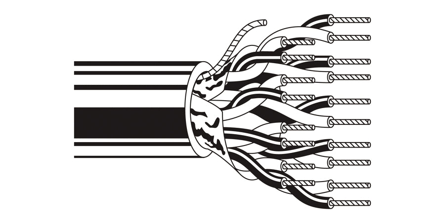 BELDEN # 9684 601000 - Multi-Conductor - Low Capacitance Computer Cable for EIA RS-232-422 12-Pair+124 AWG FRHDPE FS PVC Chrome - Price Per 1000 Feet - WAVE-AudioVideoElectric