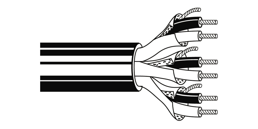 BELDEN # 9886 101000 - Multi-Conductor - Audio, Control, and Instrumentation Cable 6 Shield PR 20 AWG PP HDPE Black - Price Per 100 Feet - WAVE-AudioVideoElectric