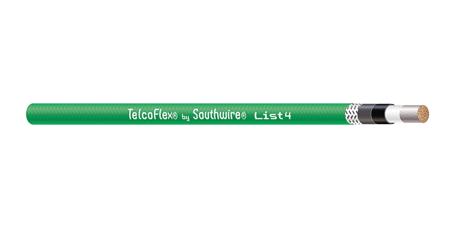 SOUTHWIRE COMPANY # 57126801 - TelcoFlex IV Central Office Power Cable, 4-0 AWG, Class 1 Flexible Strand With Braid, LSZH, 600 Volts, Green.---Minimum 25 Feet--- - WAVE-AudioVideoElectric