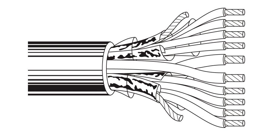alpha equal Ml4478 - multi-conductor - special audio, communication and instrumentation cable 2 22 awg, 8 24 awg fs pvc chrome - price per 500 feet