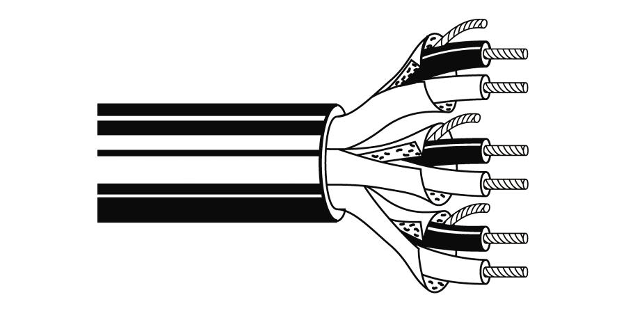 alpha equal 6315 - multi-conductor - audio, control, and instrumentation cable 6 shield pr 20 awg pp hdpe black - price per 100 feet