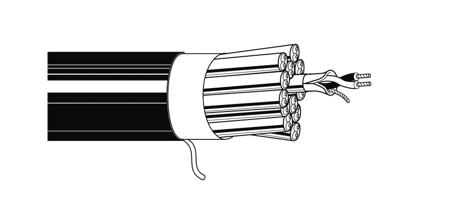 Belden Equal # 1222B B591000 - Multi-Conductor - Flexible, Low-Capacitance Cable 16-Pair 22 AWG FHDPE FS PVC PVC Black, Matte - Price Per 100 Feet - WAVE-AudioVideoElectric