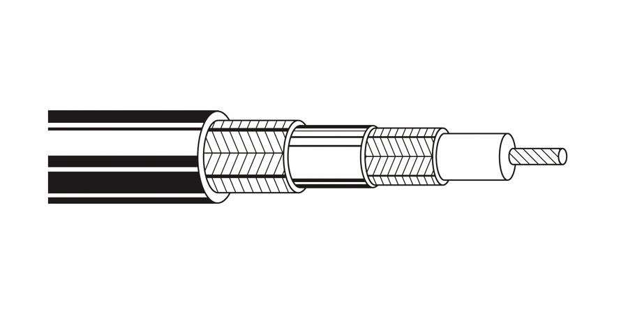 Belden Equal # 1857A B591000 - Coax - RG-59-U Type 22 AWG FLDPE VLDPE PVC Triax Black, Matte - Price Per 200 Feet - WAVE-AudioVideoElectric