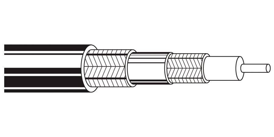 Belden Equal # 7803A 101000 - RG-11-U type coax cable, 14 AWG solid .064" bare copper conductor, gas-injected foam HDPE insulation, bare copper double shields (95% and 80% coverage), polyethylene jacket - WAVE-AudioVideoElectric