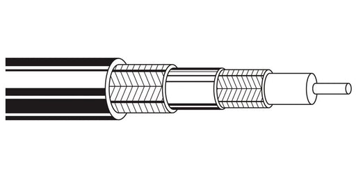 Belden Equal # 7803A 101000 - RG-11-U type coax cable, 14 AWG solid .064" bare copper conductor, gas-injected foam HDPE insulation, bare copper double shields (95% and 80% coverage), polyethylene jacket - WAVE-AudioVideoElectric