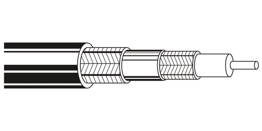 BELDEN # 7803A 101000 - RG-11-U type coax cable, 14 AWG solid .064" bare copper conductor, gas-injected foam HDPE insulation, bare copper double shields (95% and 80% coverage), polyethylene jacket - WAVE-AudioVideoElectric