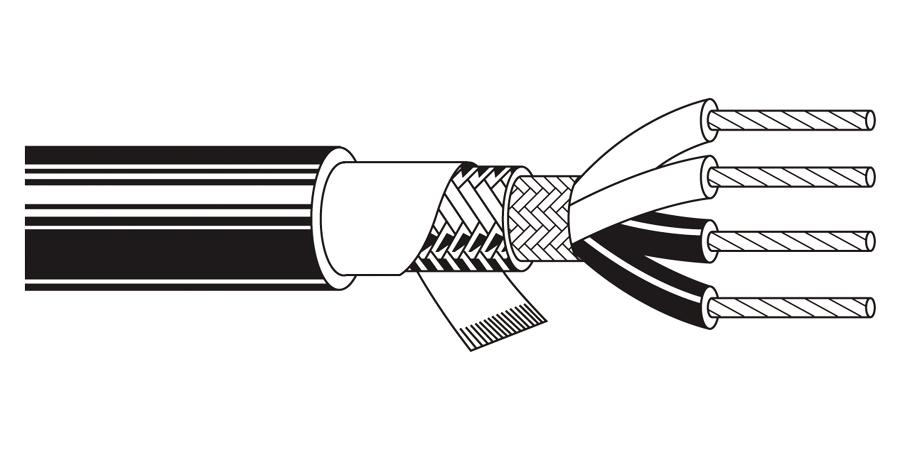 Belden Equal # 8424 010U500 - Multi-Conductor - Four-Conductor Star Quad, Low-Impedance Cable 4 20 AWG EPDM Shield EPDM Black - Price Per 500 Feet - WAVE-AudioVideoElectric