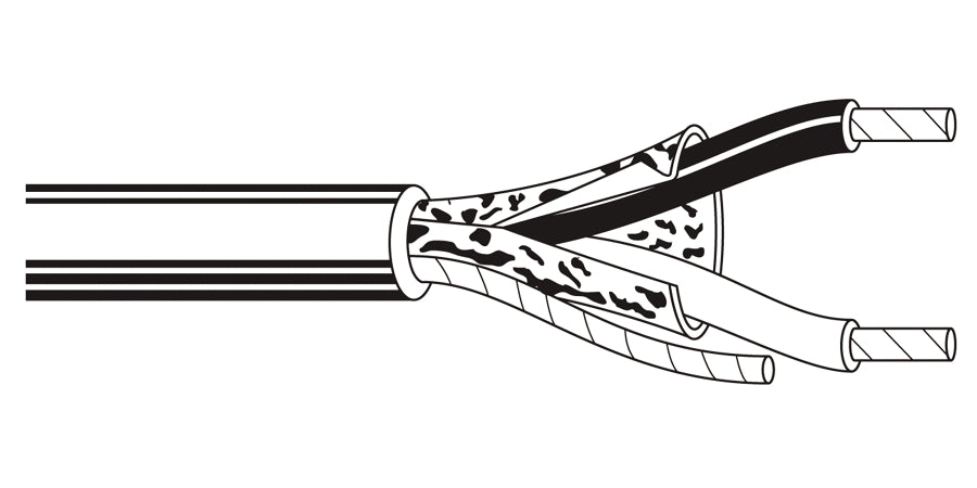 BELDEN # 8451 010U500 - Multi-Conductor - Single-Pair Cable 2 22 AWG PP Shield PVC FR Black - Price Per 500 Feet - WAVE-AudioVideoElectric