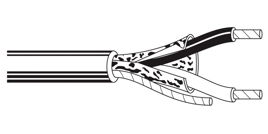 Belden Equal # 8451 8500 - Single-pair cable, 500’ reels, 22 AWG stranded (7x30) TC conductors, polypropylene insulation, paper wrap, twisted pair, overall Beldfoil shield, 22 AWG stranded TC drain wire, PVC jacket - Price Per 500 Feet - WAVE-AudioVideoElectric