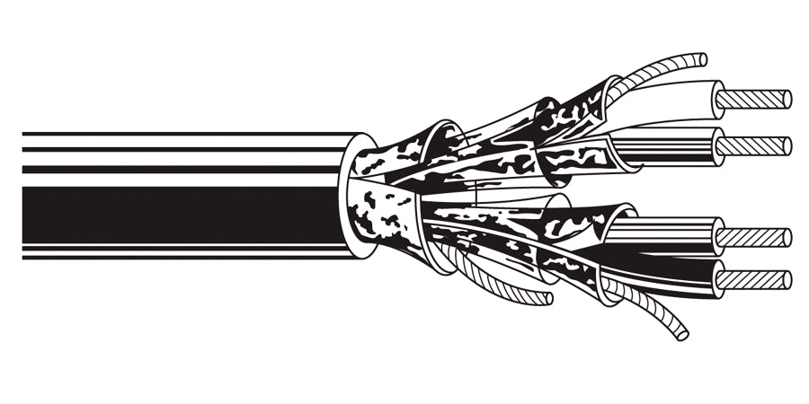 BELDEN # 8729 009U1000 - Multi-Conductor Cable, 4 Conductors, 22 AWG, 19x34 Strands, Tinned Copper, PE Insulation, PVC Jacket - Price Per 1000 Feet - WAVE-AudioVideoElectric
