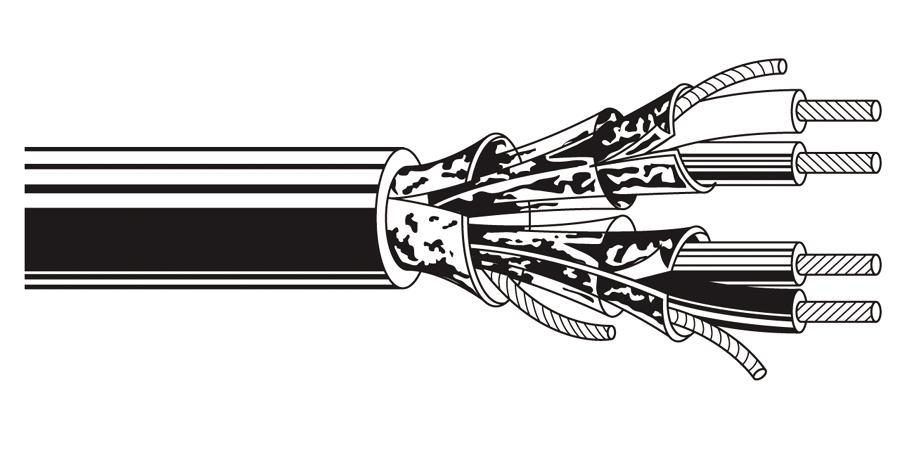 Belden Equal # 8729 009U1000 - Multi-Conductor Cable, 4 Conductors, 22 AWG, 19x34 Strands, Tinned Copper, PE Insulation, PVC Jacket - Price Per 1000 Feet - WAVE-AudioVideoElectric