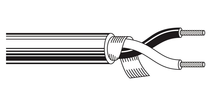 Belden Equal # 8737 601000 - Multi-conductor cable, 22 AWG, 1-pair of stranded (7x30) tinned copper conductors, PVC insulation, twisted pair, 1000’ reels, tinned copper spiral wrapped shield (85% coverage), PVC jacket - Price Per 1000 Feet - WAVE-AudioVideoElectric
