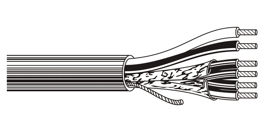 BELDEN # 8786 60500 - Special Audio, Communication and Instrumentation cable, 22 AWG, 2 stranded 7x30 tinned copper conductors, PVC insulation, (4) conductors cabled, 22 AWG stranded tinned copper drain wire, PVC jacket, gray - Price Per 100 Feet - WAVE-AudioVideoElectric