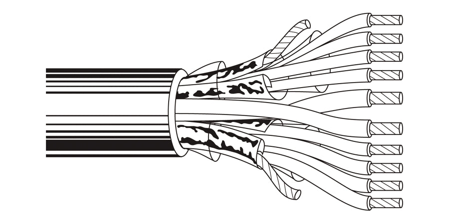 BELDEN # 8787 60500 - Multi-Conductor - Special Audio, Communication and Instrumentation Cable 2 22 AWG, 8 24 AWG FS PVC Chrome - Price Per 500 Feet - WAVE-AudioVideoElectric