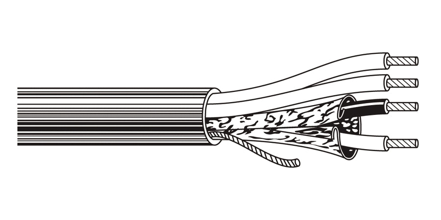 BELDEN # 9156 060U500 - Multi-Pair Cable, 2 Pairs, 18 AWG, 16x30 Strands, Tinned Copper, Twisted Pair, PVC Insulation, PVC Jacket - Price Per 500 Feet - WAVE-AudioVideoElectric