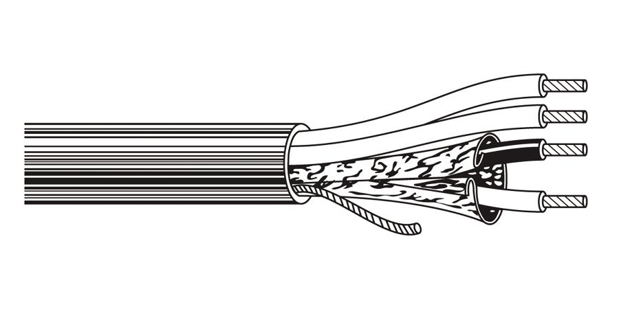 Belden Equal # 9156 60500 - Multi-Pair Cable, 2 Pairs, 18 AWG, 16x30 Strands, Tinned Copper, Twisted Pair, PVC Insulation, PVC Jacket - Price Per 500 Feet - WAVE-AudioVideoElectric