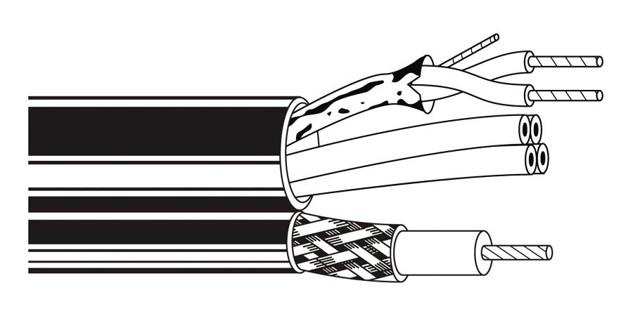Belden Equal # 9165 101000 - Composite - ENG, EFP and CCTV Cable 3 SH PR22 AWG,1 75 OHM Coax Black - WAVE-AudioVideoElectric