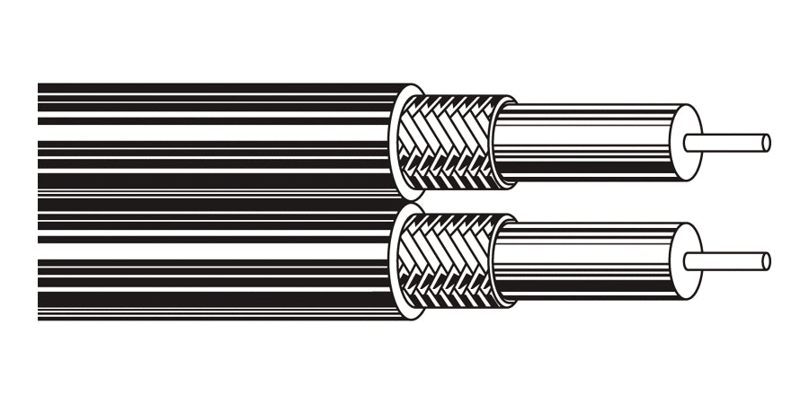 BELDEN # 9555 102000 - Coax - 75 Ohm Coax 2 Conductor Parallel Coax Black - Price Per 100 Feet - WAVE-AudioVideoElectric