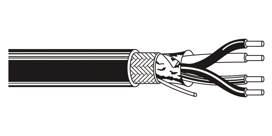 BELDEN # 9696 101000 - Multi-Conductor - Computer P.O.S. Cable 2-Pair 22 AWG PE Shield PVC Black - Price Per 1000 Feet - WAVE-AudioVideoElectric