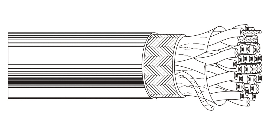 BELDEN # 9835 601000 - Multi-Conductor - Low Capacitance Computer Cable for EIA RS-232-422 10-Pair 24 AWG PER SH PVC Chrome - Price Per 100 Feet - WAVE-AudioVideoElectric