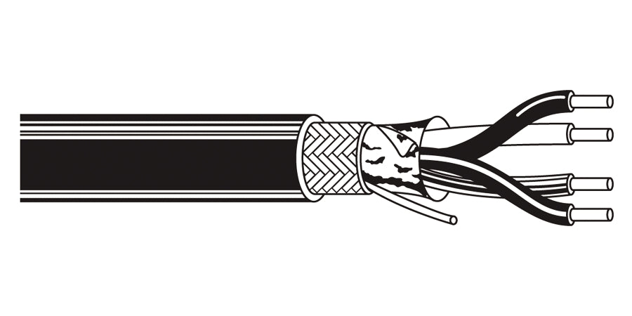 BELDEN # 9855 101000 - Multi-Conductor - Computer P.O.S. Cable 2-Pair 22 AWG PE Shield PVC Black - Price Per 1000 Feet - WAVE-AudioVideoElectric