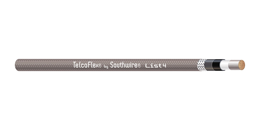 SOUTHWIRE COMPANY # 56985201 - TelcoFlex IV Central Office Power Cable, 4-0 AWG, Class 1 Flexible Strand With Braid, LSZH, 600 Volts, Gray - WAVE-AudioVideoElectric